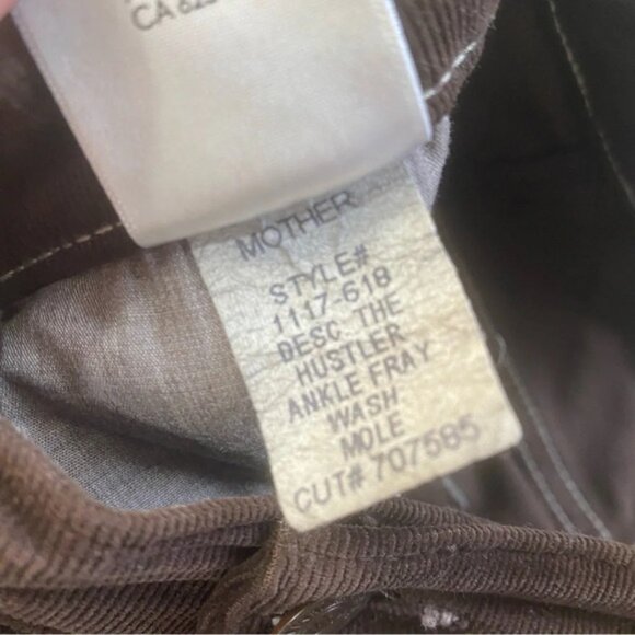 MOTHER Mole Corduroy The Hustler Ankle Fray Brown Retro Flare Crop Pant 28 - Picture 7 of 12